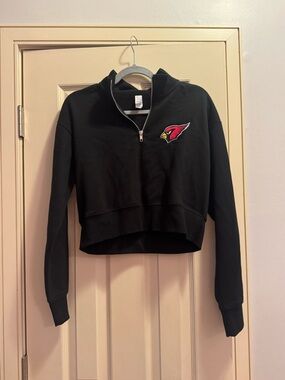 Arizona Cardinals Black Cropped Quarter-Zip Sweatshirt